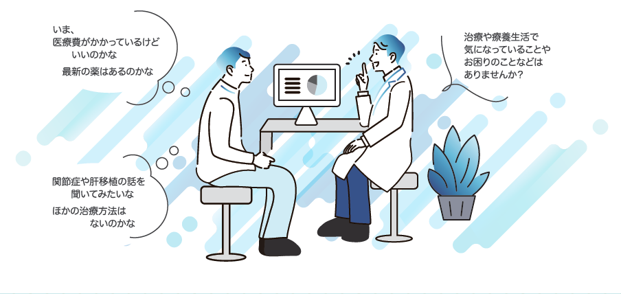 最新の薬はあるのかな?他の治療方法はないのかな?いま、医療費がかかっているけどいいのかな?関節症や肝移植の話を聞いてみたいな?